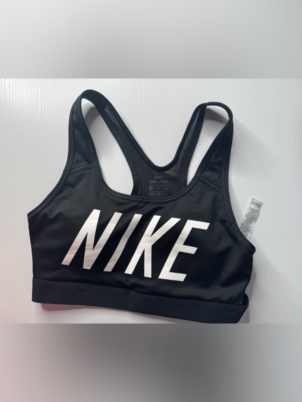 Nike Black Sports Bra with White NIKE Logo